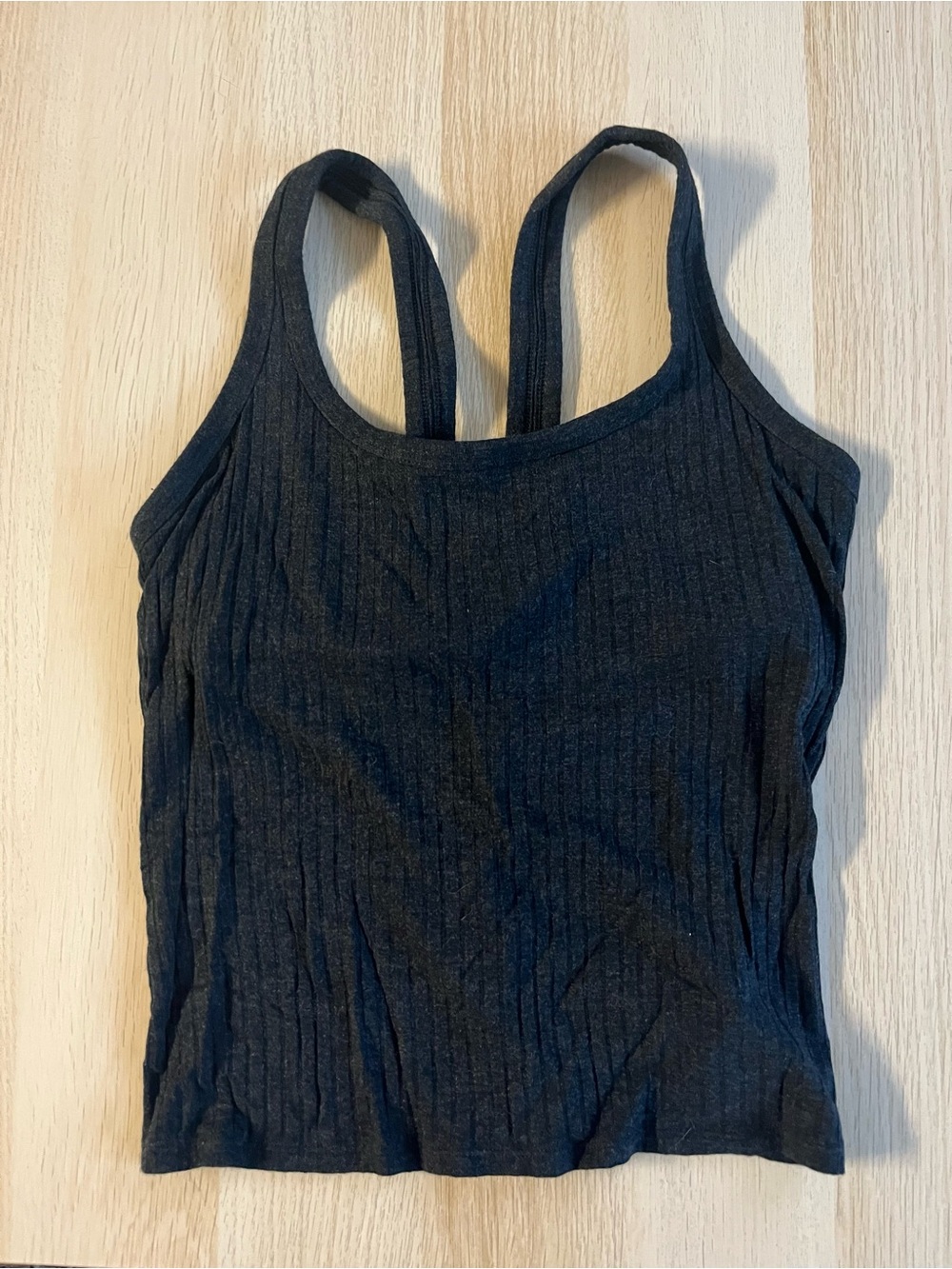 Vuori Black Ribbed Square-Neck Tank